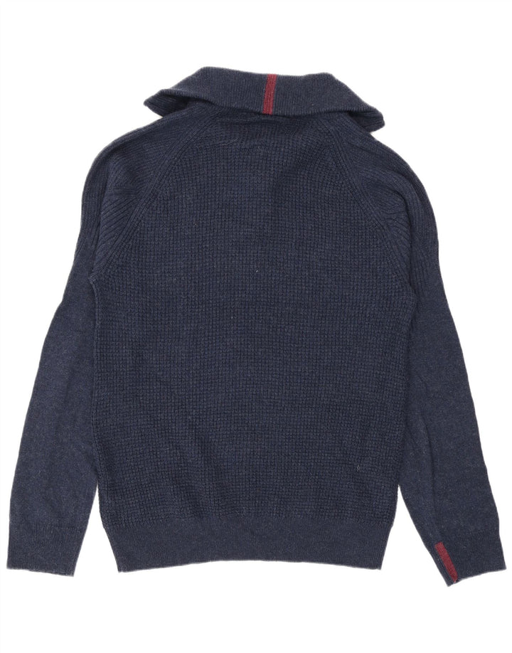 Maglione maglione con zip da uomo White Stuff XL in lana d'agnello blu navy