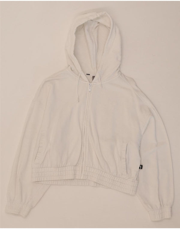 Maglione con cappuccio e zip corta da donna Puma UK 14 Medio Bianco
