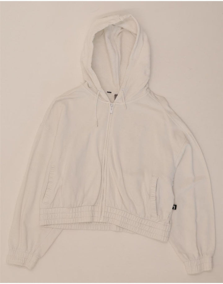 Maglione con cappuccio e zip corta da donna Puma UK 14 Medio Bianco