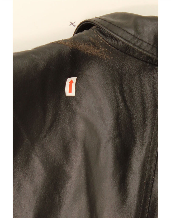 VINTAGE Womens Leather Coat UK 18 XL Black Leather Vintage Vintage and Second-Hand Vintage from Messina Hembry 