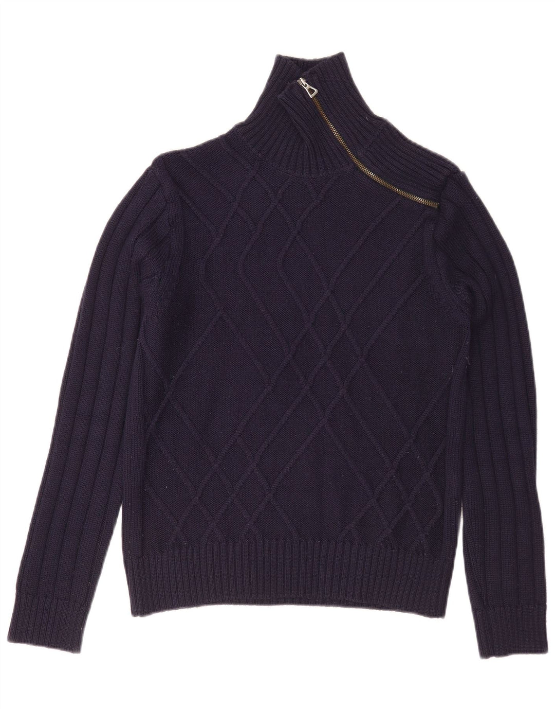 Maglione da donna con collo con zip Nara Maglie UK 14 Lana blu navy media