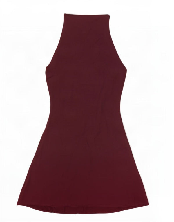 Abito da donna Zara con scollo all'americana UK 10 piccolo in poliestere bordeaux