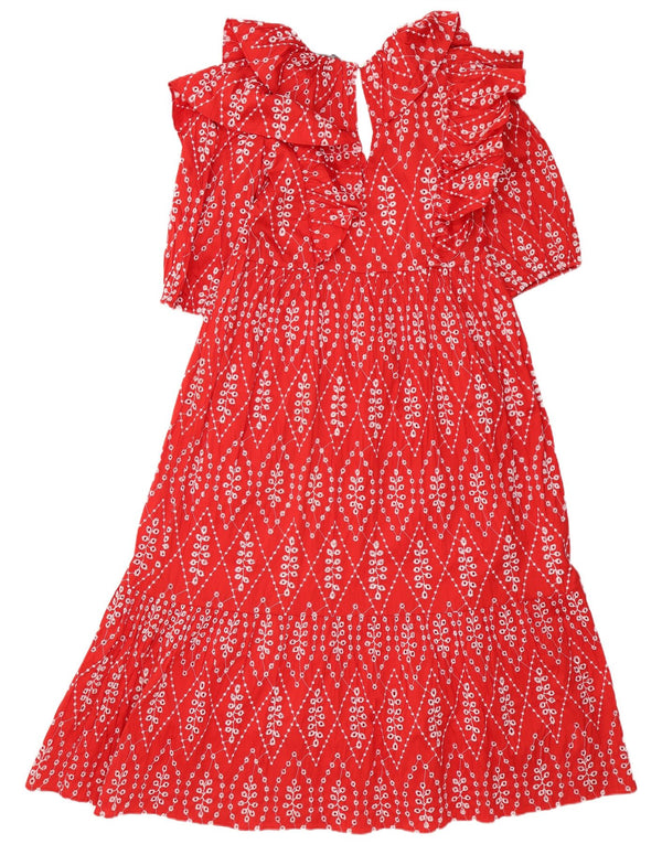 Abito a strati a mezza manica con motivo astratto da donna Zara UK 10 piccolo rosso