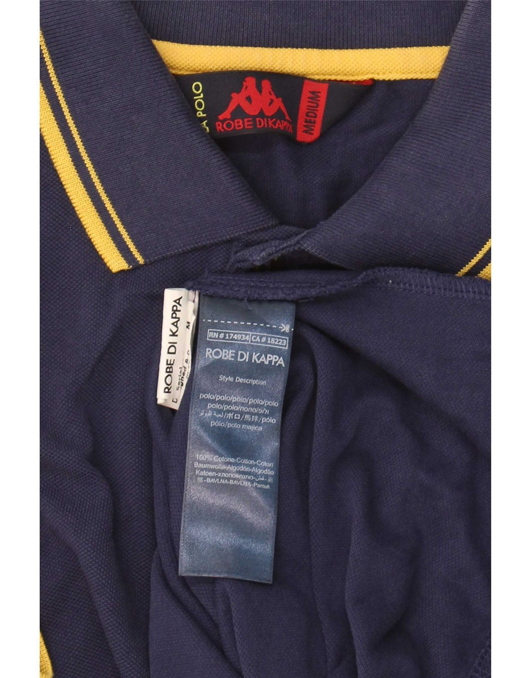Polo Kappa Uomo Cotone Rigato Medio Blu Navy