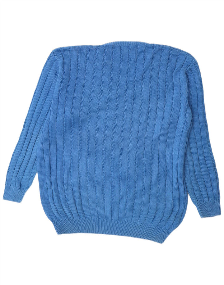 Maglione vintage da uomo con scollo a V 2XL in cotone blu