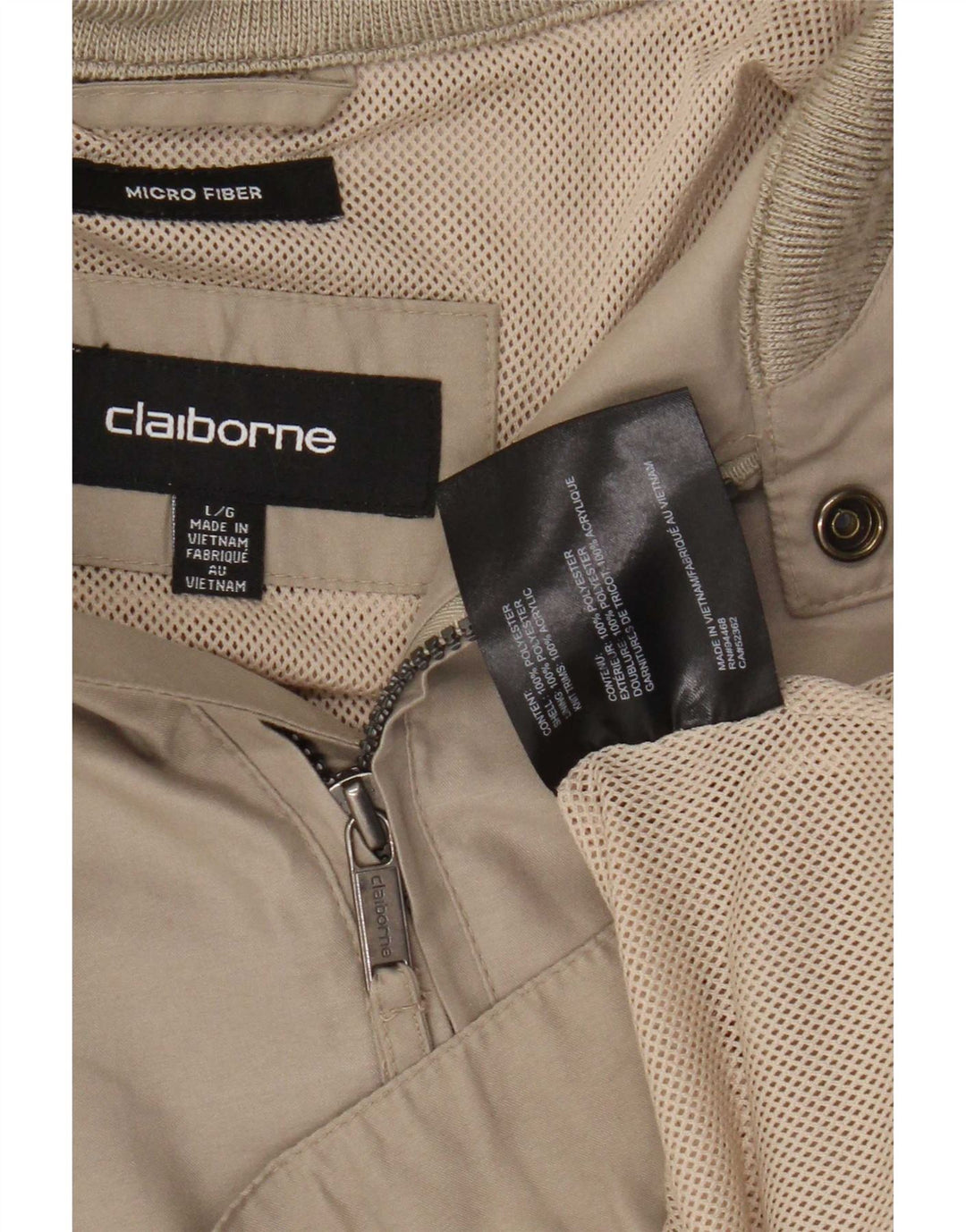 Giubbotto bomber da uomo vintage UK 40 grande poliestere beige