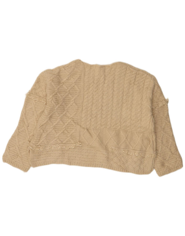 Maglione girocollo oversize da donna Zara UK 16 Large Beige acrilico