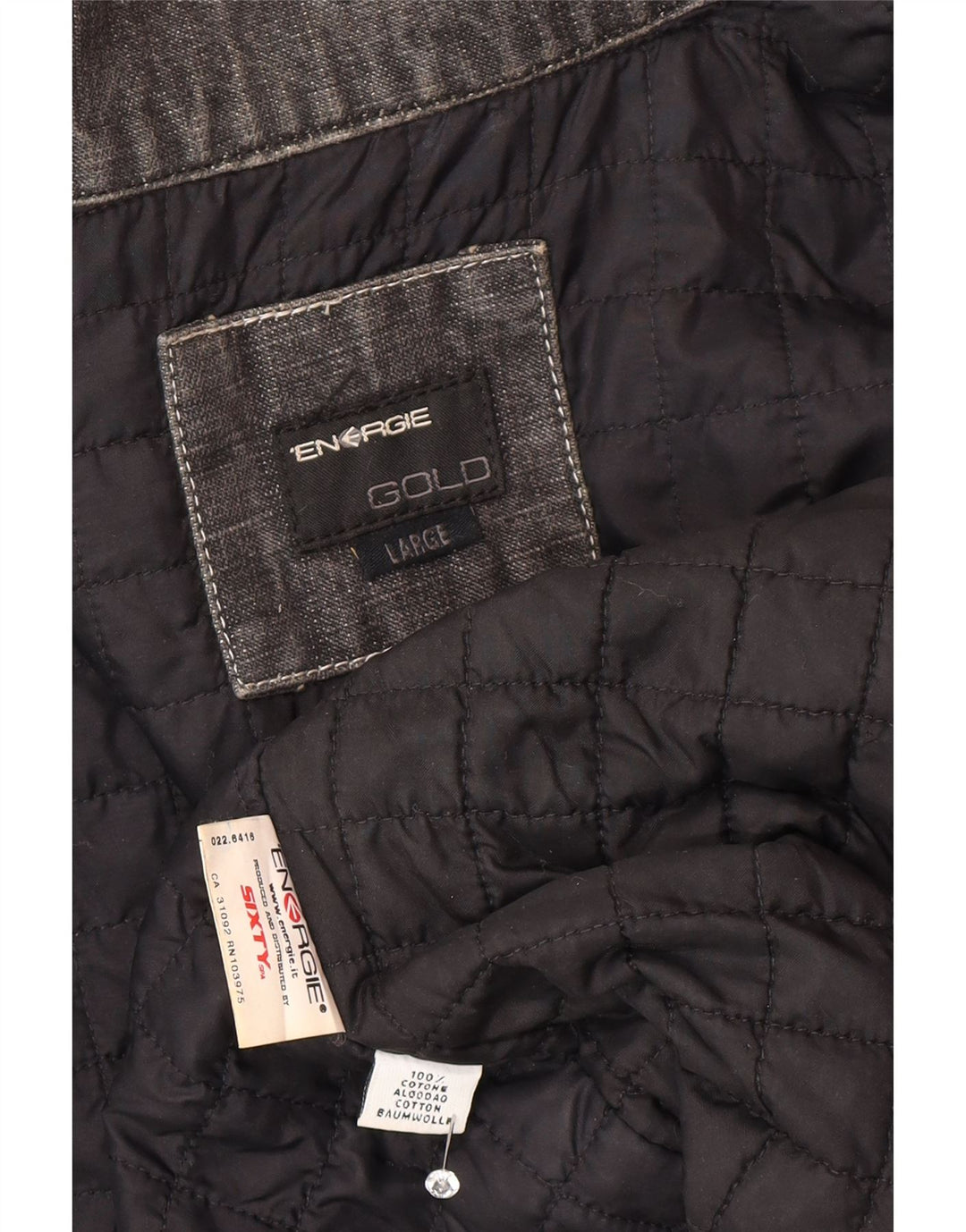 Giacca in denim da uomo Energie UK 40 Large in cotone color block grigio