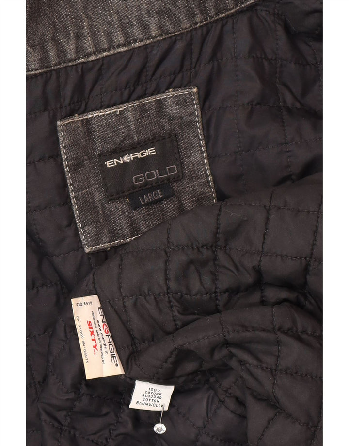Giacca in denim da uomo Energie UK 40 Large in cotone color block grigio