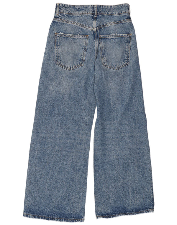 Jeans Zara da donna a gamba larga a vita alta EU 36 XS W26 L28 cotone blu