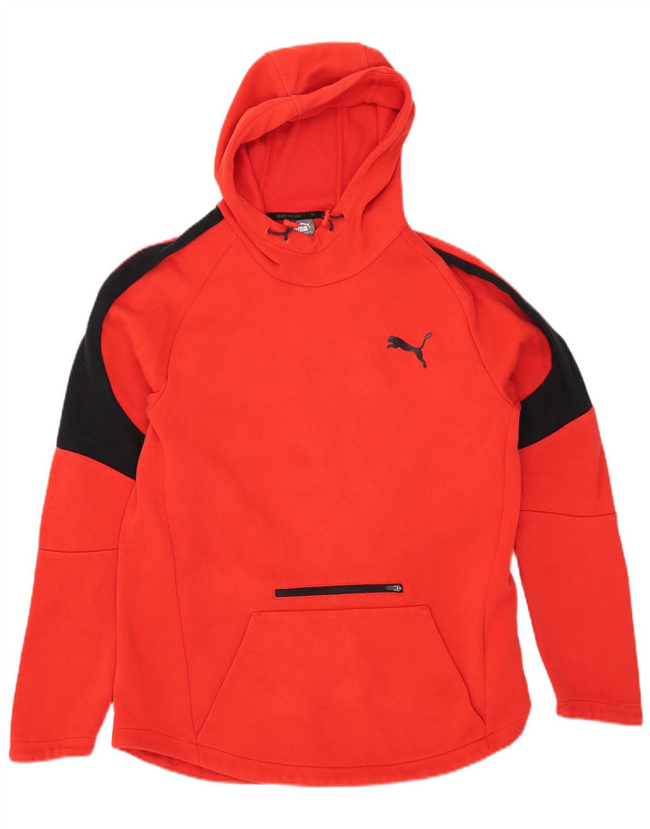 Felpa con cappuccio da uomo PUMA grande in cotone color block rosso