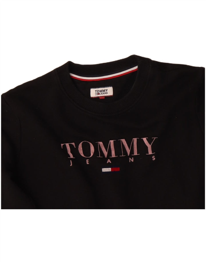 TOMMY HILFIGER Felpa oversize da donna Maglione UK 10 Piccolo Nero