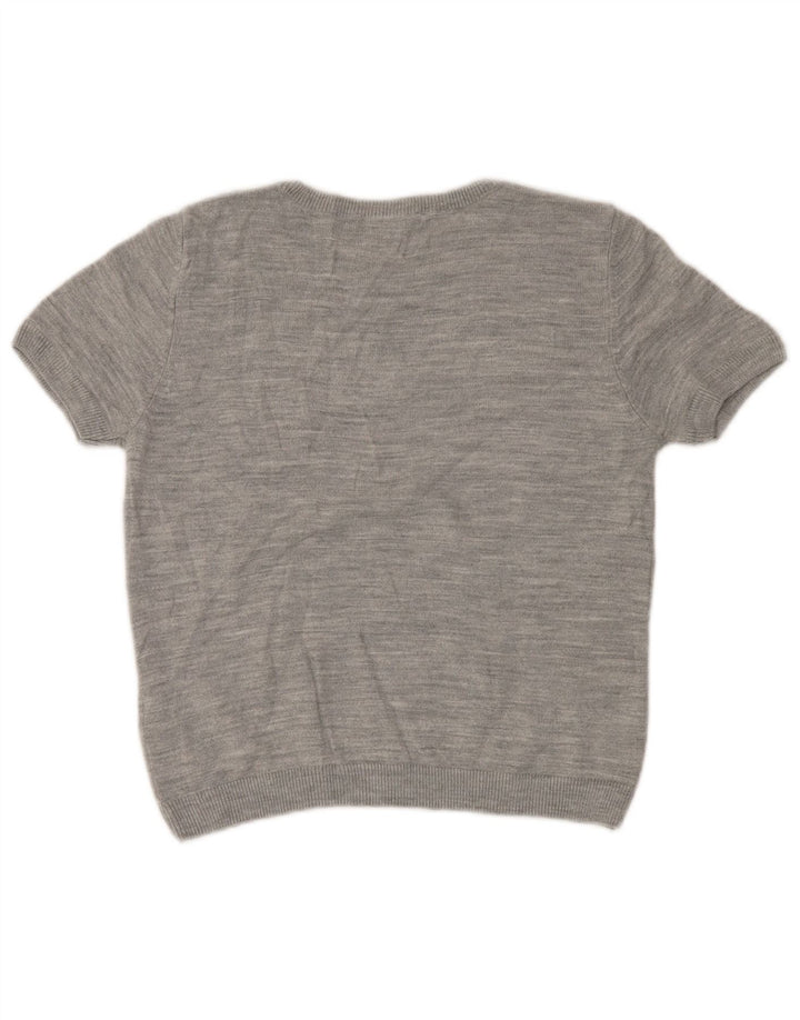 MARKS & SPENCER Maglione corto girocollo da donna UK 12 Grigio medio