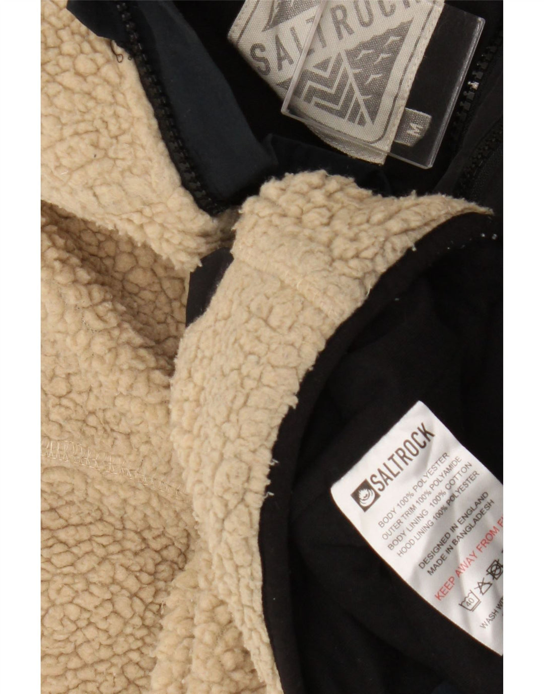 Giacca in pile con cappuccio da uomo Saltrock UK 38 Poliestere color block beige medio