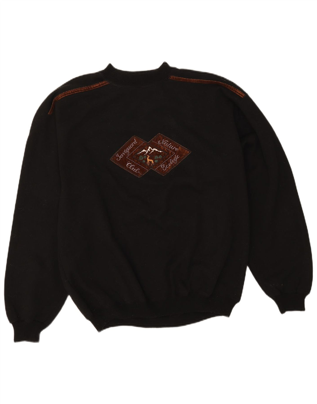 Felpa grafica da uomo vintage maglione XL cotone nero