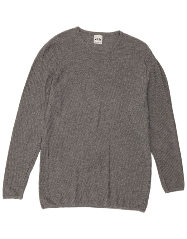Maglione maglione girocollo da uomo Zara grande grigio