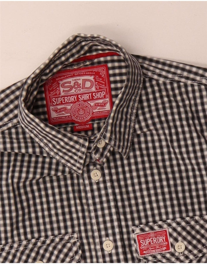 Camicia da uomo Superdry in cotone a quadretti nero medio