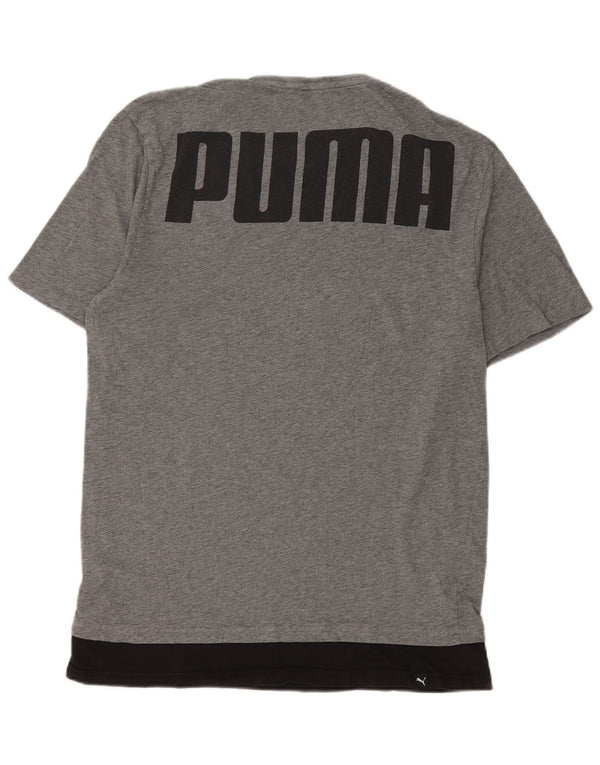 T-shirt grafica da uomo Puma Top in cotone color block grigio medio