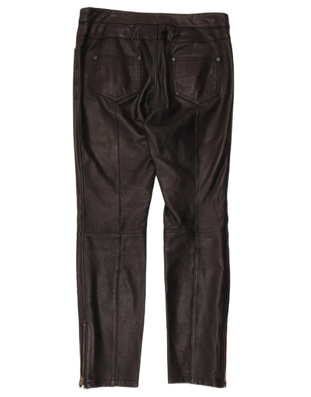 PRINCIPLES Pantaloni slim da donna UK 12 Medi W34 L30 Pelle nera