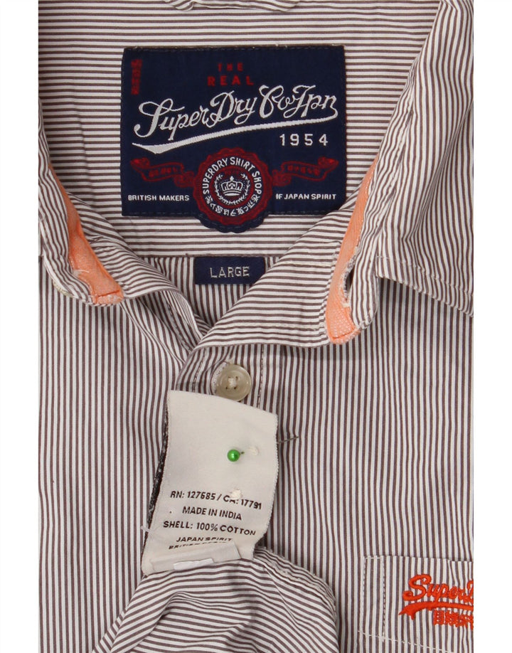 Camicia da uomo SUPERDRY grande cotone gessato grigio