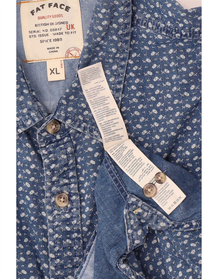 Camicia da uomo vestibilità regolare Fat Face XL in cotone a quadri blu