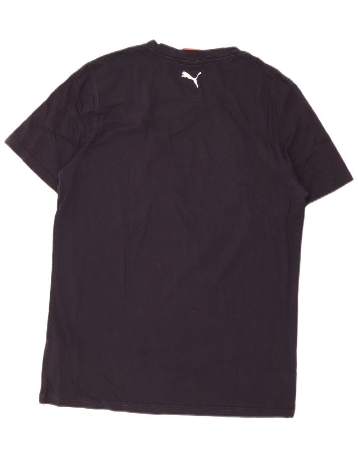 T-shirt grafica da uomo Puma Top Small in cotone blu navy