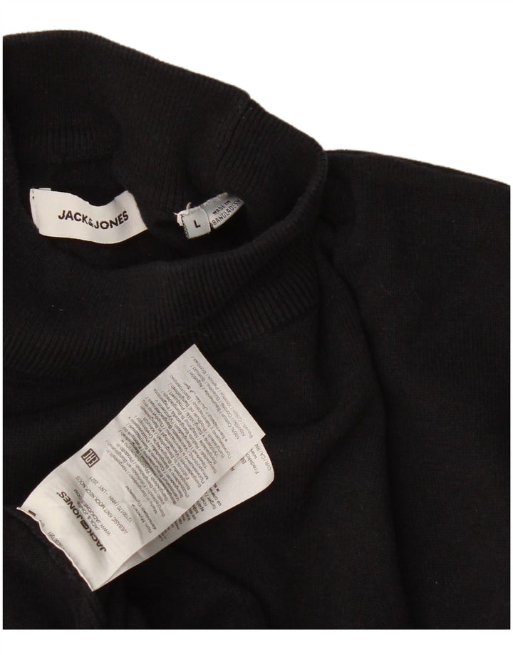 Jack & Jones Maglione da uomo con collo alto e maglione grande in cotone nero
