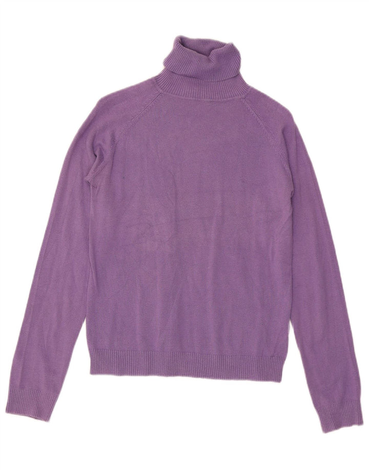 Maglione maglione a collo alto da donna Zara UK 12 cotone viola medio