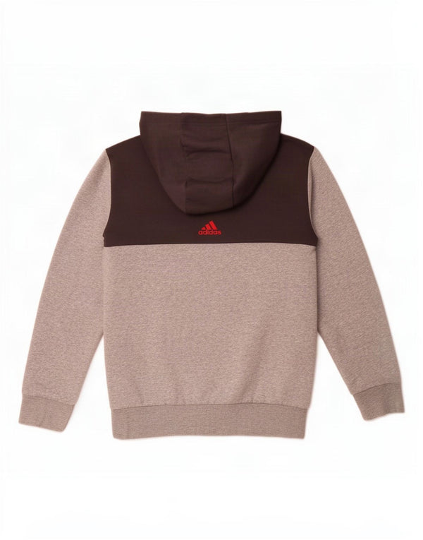 Felpa con cappuccio grafica Adidas da ragazzo 11-12 anni in cotone color block grigio