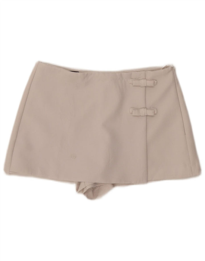 Pantaloncini casual a vita alta da donna Zara medi W28 poliestere bianco sporco