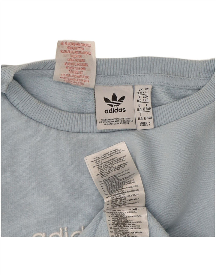 ADIDAS Boys Graphic Sweatshirt Jumper 13-14 Years Blue Cotton