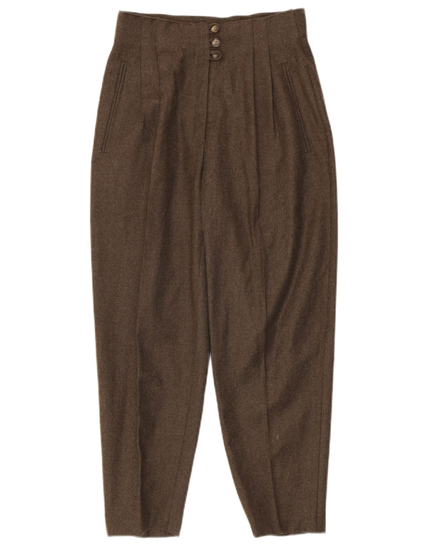 Pantaloni da abito vintage con pedge corto da donna IT 42 medio W26 L25 kaki