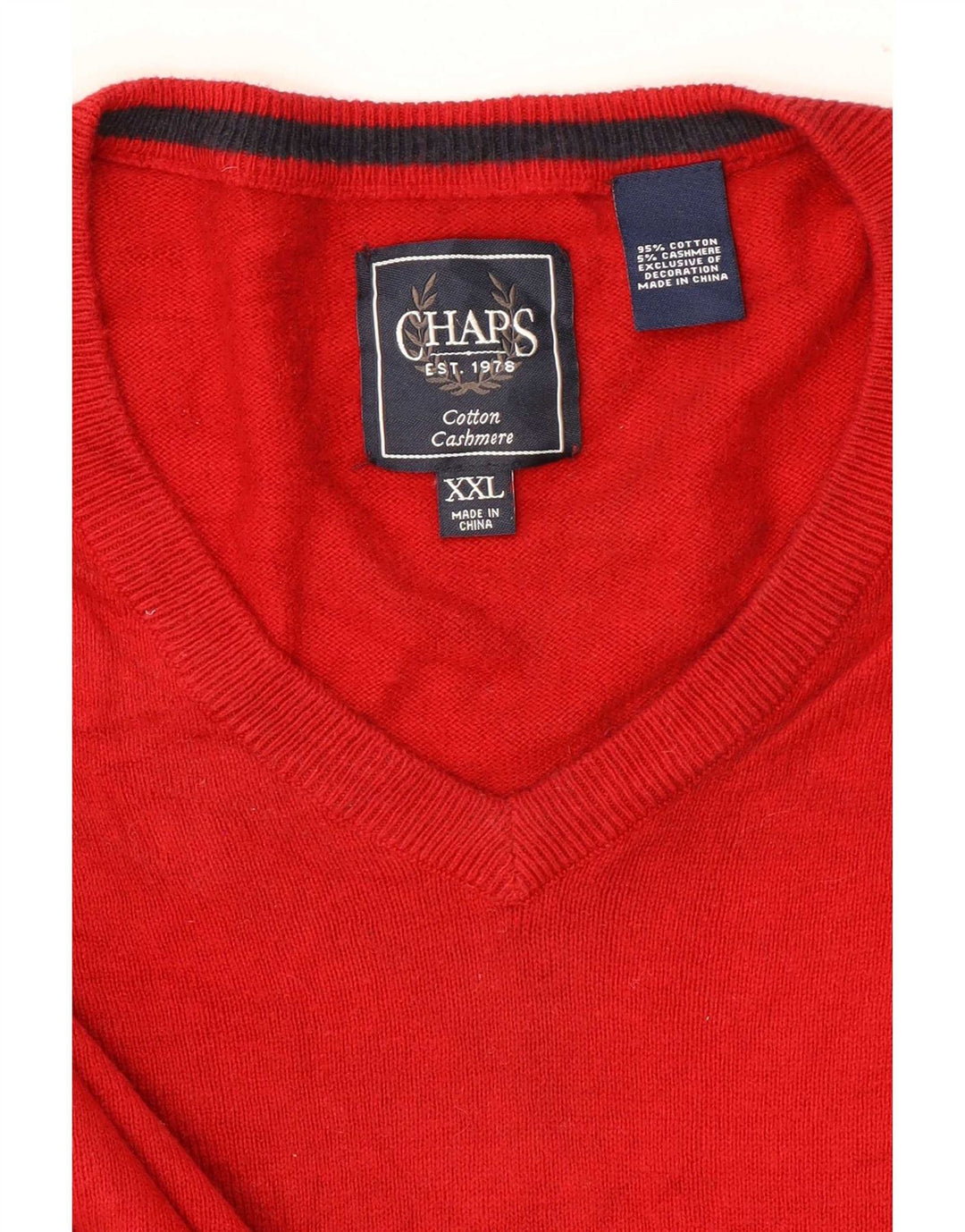 Maglione da uomo con scollo a V Chaps 2XL cotone rosso