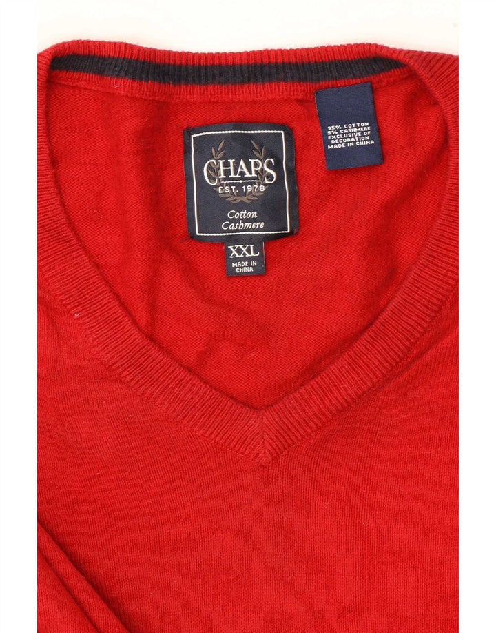 Maglione da uomo con scollo a V Chaps 2XL cotone rosso