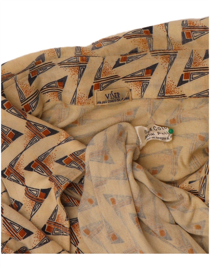 Polo vintage da uomo in cotone geometrico beige medio