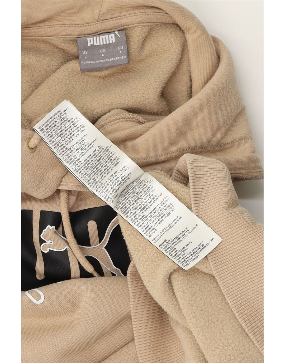 Felpa con cappuccio grafica da uomo Puma grande in cotone beige