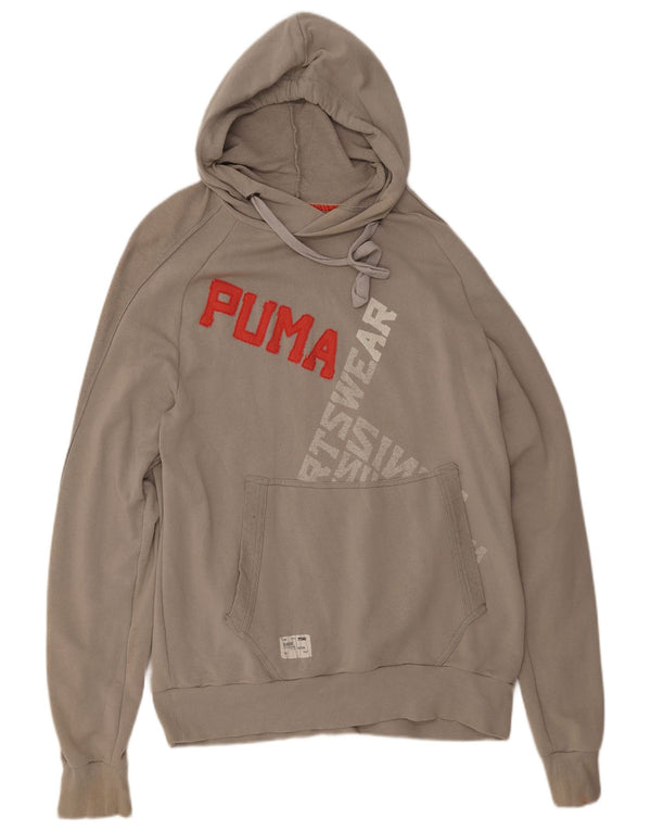 Felpa con cappuccio grafica da uomo PUMA grande in cotone grigio