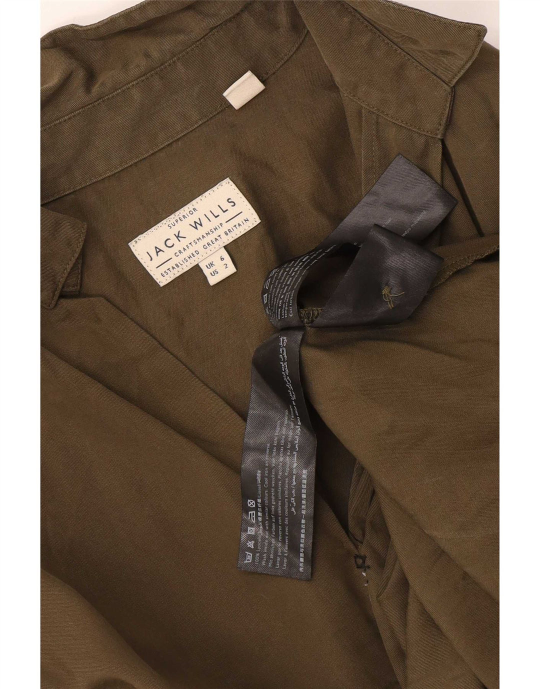 Camicia pullover oversize con maniche a 3/4 da donna Jack Wills UK 6 XS Khaki Lyocell
