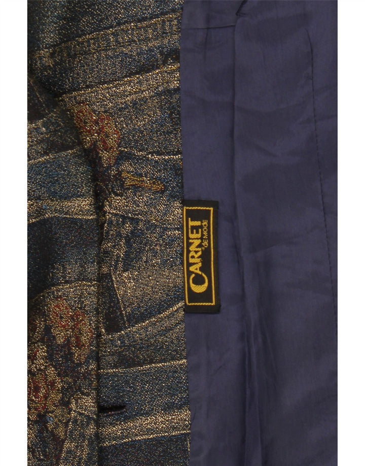 Giacca blazer a 3 bottoni da donna Carnet UK 14 medio blu navy floreale