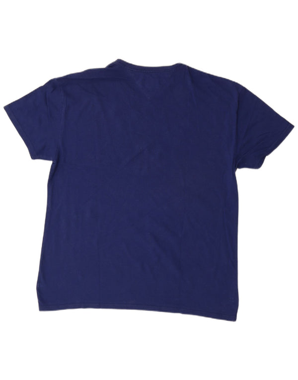 T-shirt grafica da uomo Tommy Hilfiger Top grande in cotone blu navy