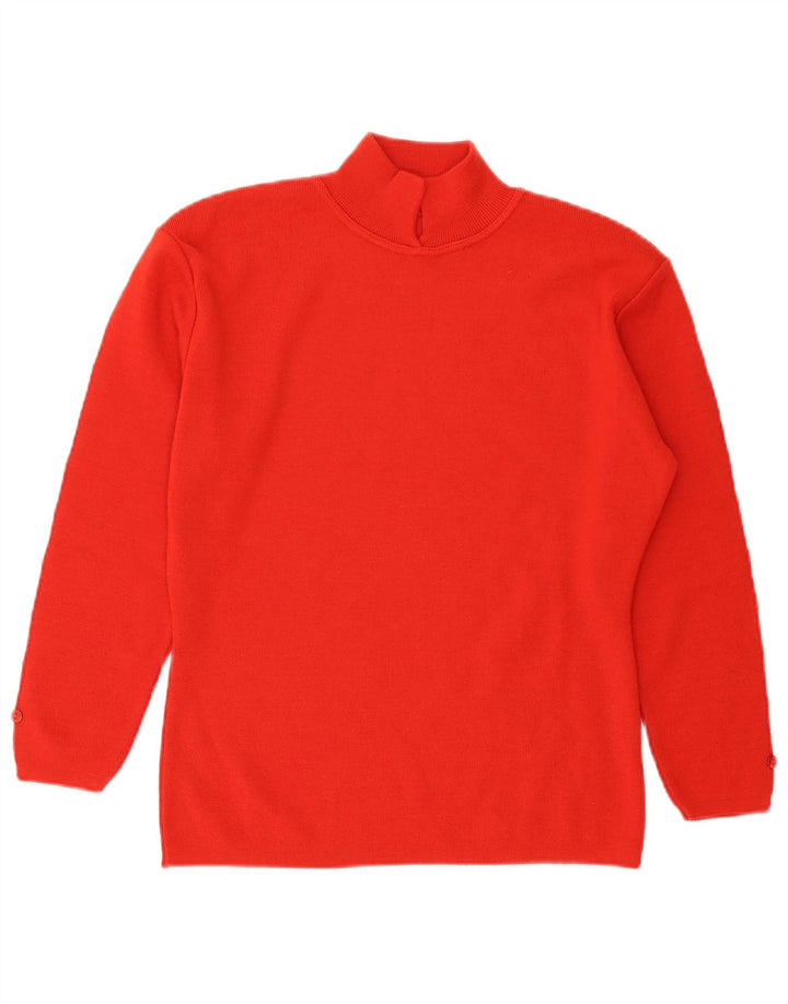 Maglione maglione vintage da donna con collo dolcevita UK 14 grande lana arancione
