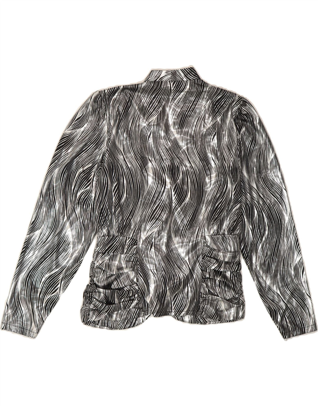 VINTAGE Womens 4 Button Blazer Jacket UK 12 Medium Silver Pinstripe Vintage Vintage and Second-Hand Vintage from Messina Hembry 