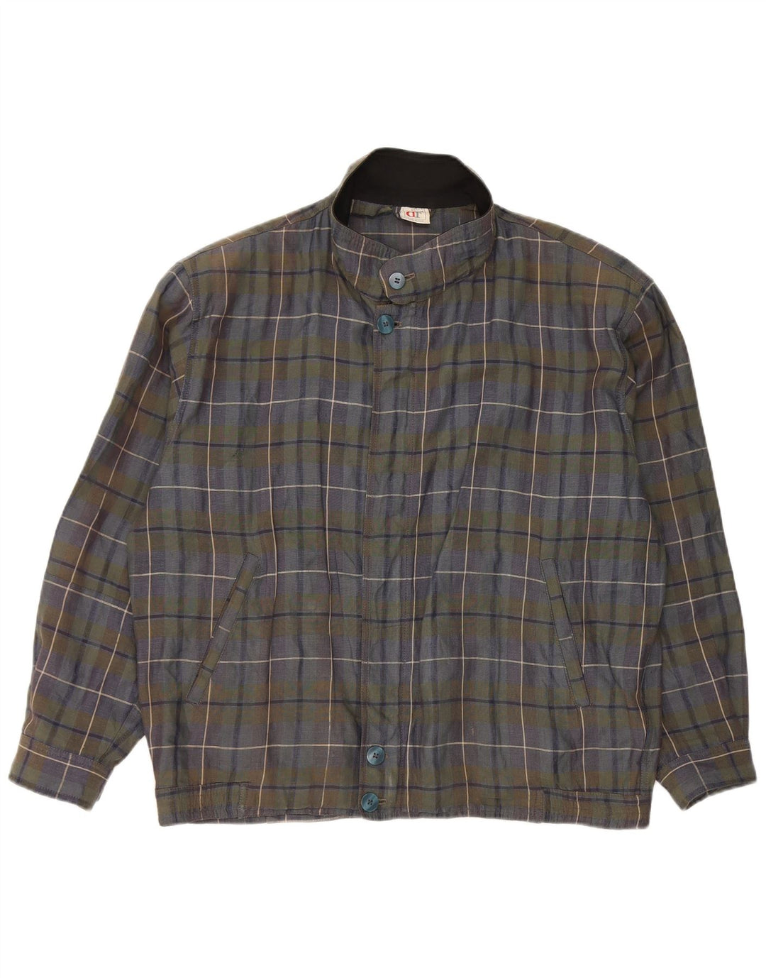 Giubbotto bomber da uomo Belfe UK 40 grande quadretto blu navy