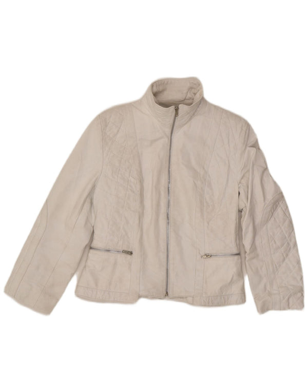 Giacca da motociclista in pelle da donna Mitici Anni UK 18 XL Bianca