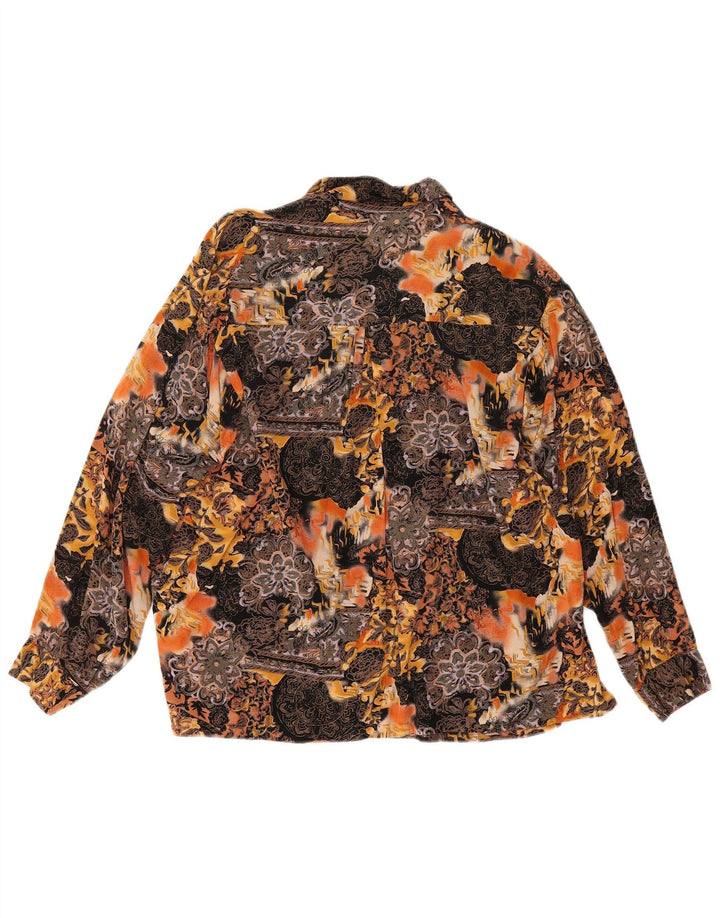 Camicetta camicia vintage da donna UK 14 grande floreale multicolore
