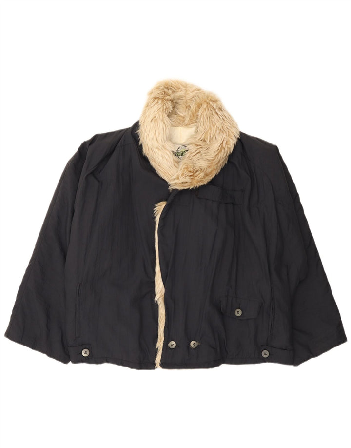 Giubbotto bomber vintage da uomo doppio petto vestibilità ampia UK 38 medio blu navy