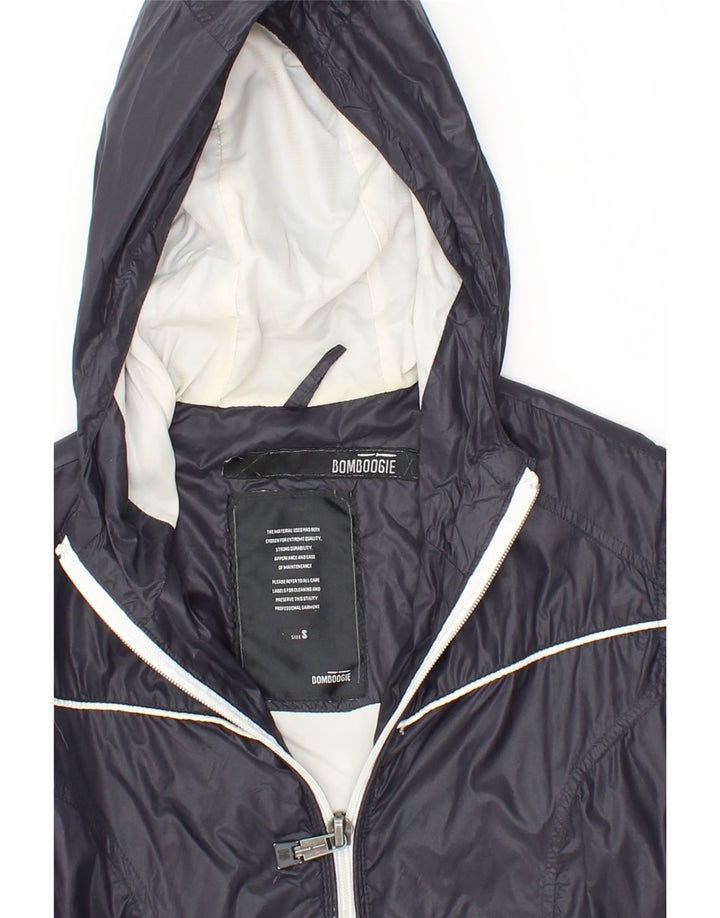 BOMBOOGIE Womens Hooded Rain Jacket UK 10 Small Navy Blue Nylon Vintage Bomboogie and Second-Hand Bomboogie from Messina Hembry 