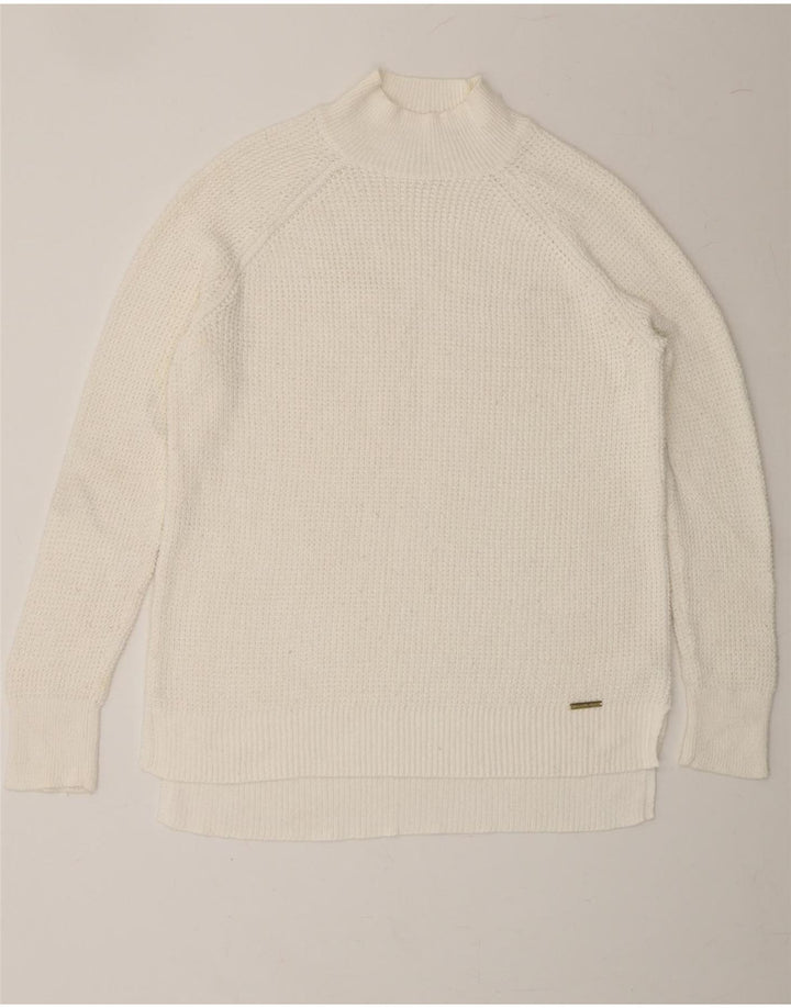 MICHAEL KORS Womens Turtle Neck Jumper Sweater UK 12 Medium White Cotton Vintage Michael Kors and Second-Hand Michael Kors from Messina Hembry 