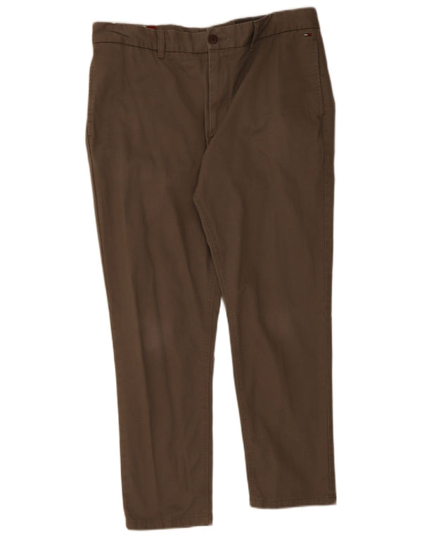 Tommy Hilfiger Mens Slim Chino Trousers W34 L27 Brown Cotton