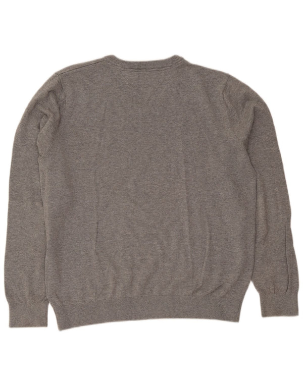 Tommy Hilfiger Uomo Maglione con scollo a V Maglione grande cotone chiazzato grigio